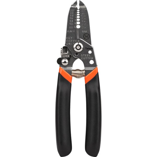 Main product image for 5-In-1 Stainless Steel Wire Stripper 22-10 AWG with Wire Cutter, Spring Back, and Padded Handles 360-633